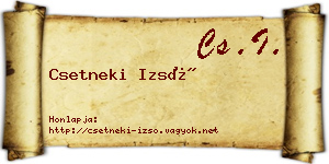 Csetneki Izsó névjegykártya